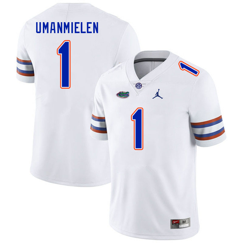 Men #1 Princely Umanmielen Florida Gators College Football Jerseys Stitched Sale-White